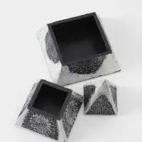 Шкатулка "Пирамидка" 15х15х20 см, МДФ, цв. серебро