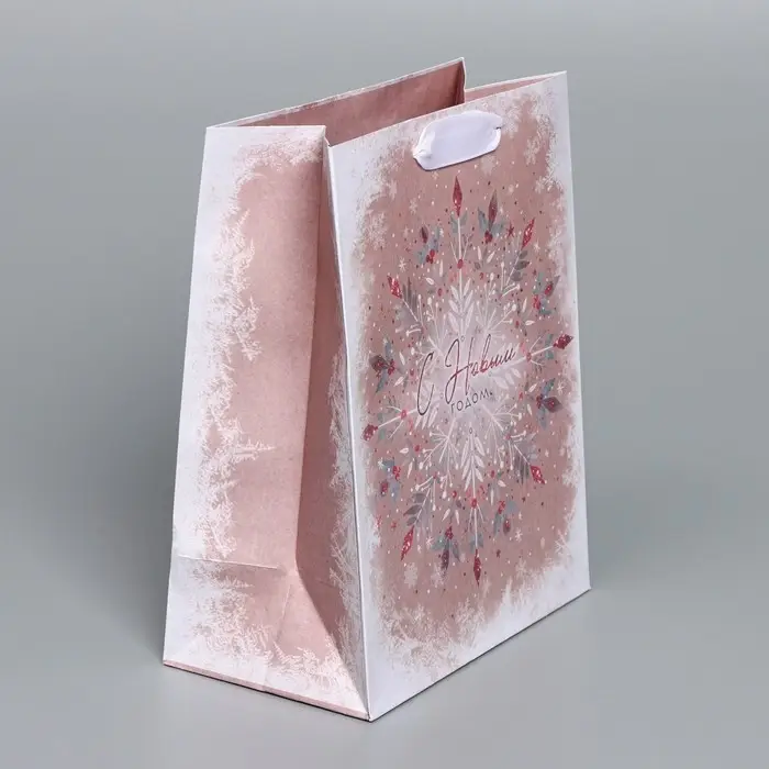 Пакет крафтовый вертикальный &laquo;Снежинка&raquo;, MS 18 &times; 23 &times; 10 см