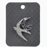 Брошь "Ласточки", цвет белый в серебре