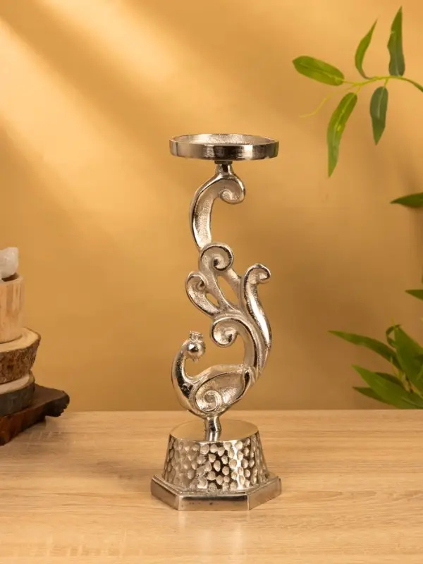 Подсвечник Подсвечник "Жар-птица" 11х11х30 см, алюминий, цв. серебро