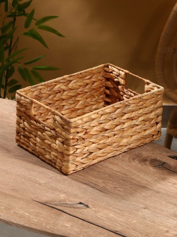 Корзинка прямоугольная, 33х22х14 см, водный гиацинт