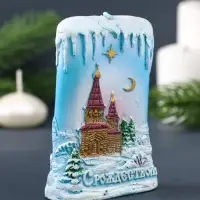 Свеча фигурная "Ледяная" 7х3,5х10,5 см, цв. голубой