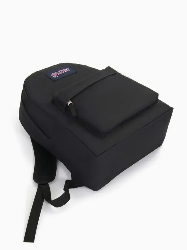 Рюкзак школьный на молнии, с карманом, однотонный, размер 30&times;14&times;41 см, чёрный