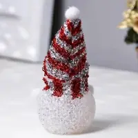 Ёлочная игрушка &laquo;Красный снеговичок&raquo;, 8 см, 1 LED, от батареек AG13&times;3, свечение мульти (RGB)