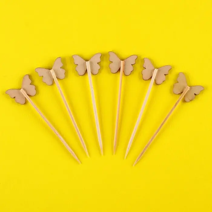 Шпажки бабочки, набор 6 шт, цвет МИКС Шпажки бабочки, набор 6 шт, цвет МИКС