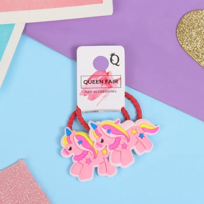 Резинка для волос  Резинка для волос "Крошка" (набор 2 шт) единорожек, розовый