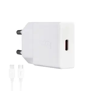 Сетеове зарядное устройство с кабелем Type-C на Lightning PD20W N72 HOCO белое