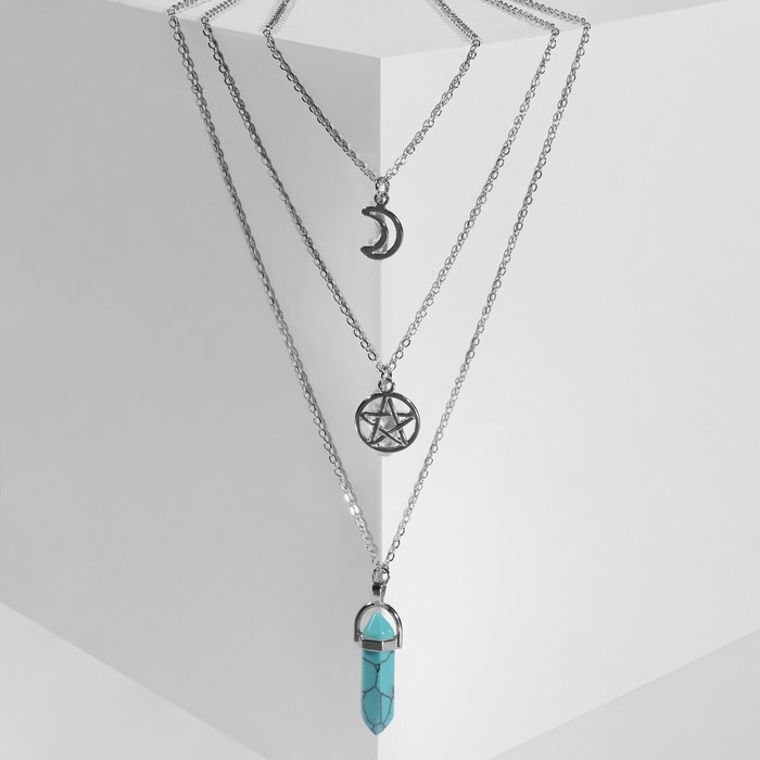 Кулон «Маятник» луна и пентаграмма, цвет синий в серебре, 52 см Кулон «Маятник» луна и пентаграмма, цвет синий в серебре, 52 см