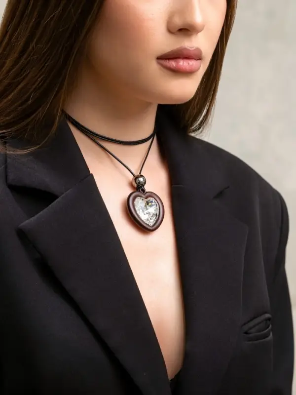 Кулон на шнурке &laquo;Сердце и бусина&raquo;, регулируемый, L=90 см, чёрный