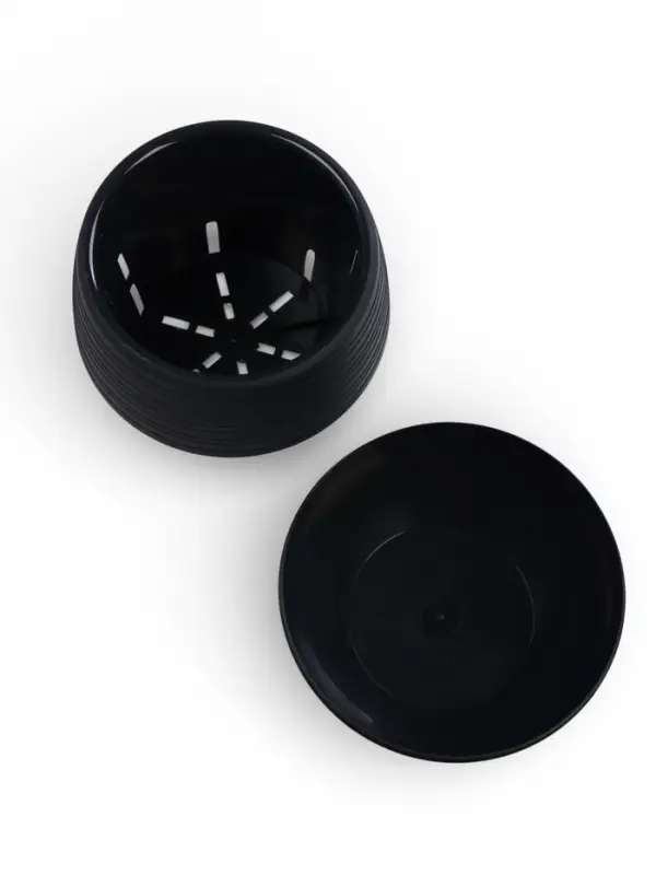 Горшок для цветов &laquo;Япония&raquo;, 2 л, d=18 см, h=15 см, пластиковый, с поддоном, графитовый