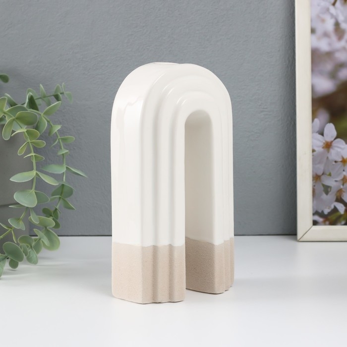 Подсвечник керамика на 1 свечу  Подсвечник керамика на 1 свечу "Скара" песочно-белый 10,3х6,2х18 см