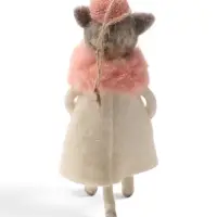 Сувенир подвеска &laquo;Кошечка с белом пальто с мехом и розовом берете&raquo; 6&times;4.5&times;16 см