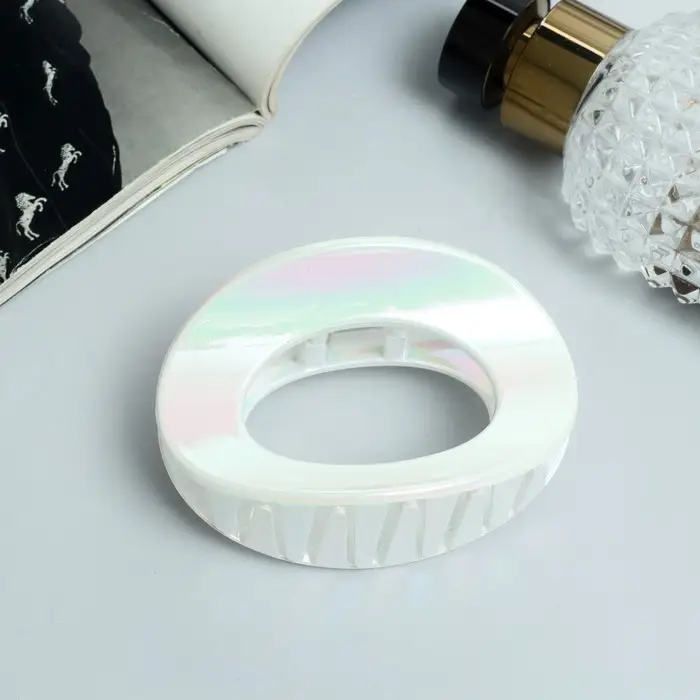 Крабик для волос «Лунара», овал широкий, 8 см, белый Крабик для волос «Лунара», овал широкий, 8 см, белый