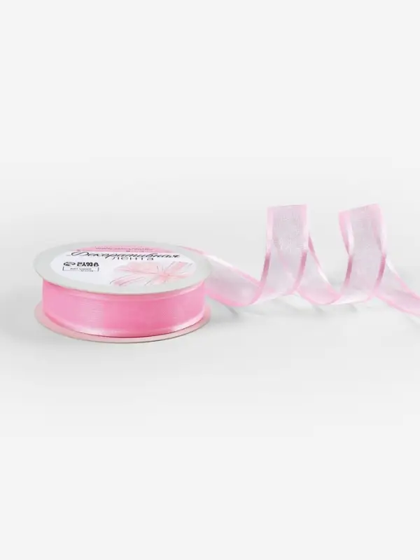 Лента декоративная, капроновая, атласная, 18 мм, 18&plusmn;1 м, розовая