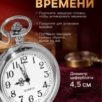 Часы карманные &laquo;Классика&raquo;, кварцевые, длина цепочки 40 см, циферблат d=4.5 см, под гравировку