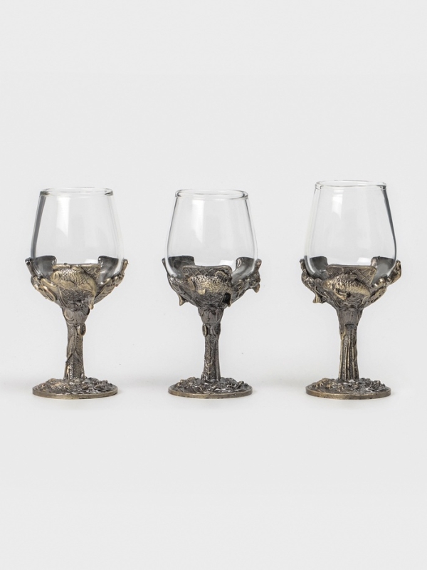 Рюмки для водки Рюмки для водки "Рыбалка", подарочный набор на 3 персоны, рюмка 50 мл, бронза