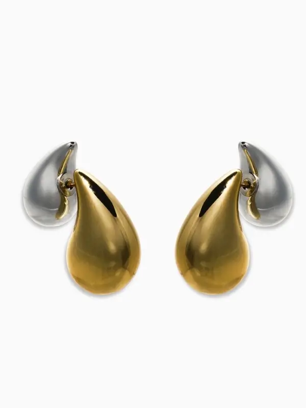Серьги Серьги "Капли Бо" двойные, цвет серебристо-золотой