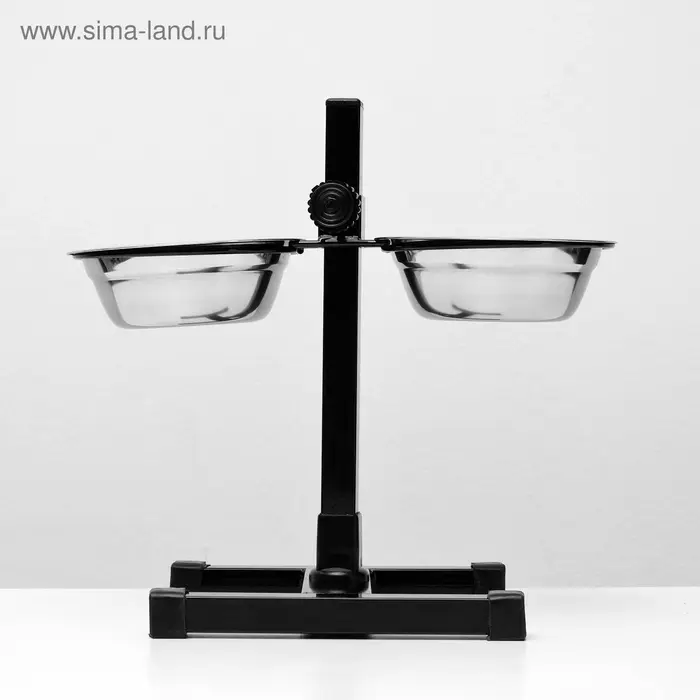 Подставка с мисками, 2&times;350 мл, высота 30 см, разборная, чёрная