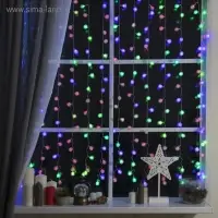 Гирлянда &laquo;Занавес&raquo; 2&times;1.5 м с насадками &laquo;Ёжики&raquo;, IP20, прозрачная нить, 360 LED, свечение мульти (RG/RB), мигание, 220 В