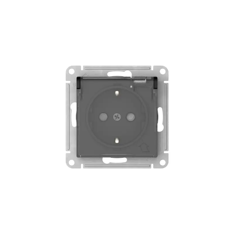 ATLASDESIGN AQUA РОЗЕТКА с заземлением со шторками с прозрачной крышкой, 16А,IP44, быстрозажимные клеммы,КАРБОН