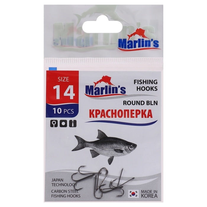 Крючок Marlin's КРАСНОПЕРКА ROUND BLN №14, 10 шт. Крючок Marlin's КРАСНОПЕРКА ROUND BLN №14, 10 шт.