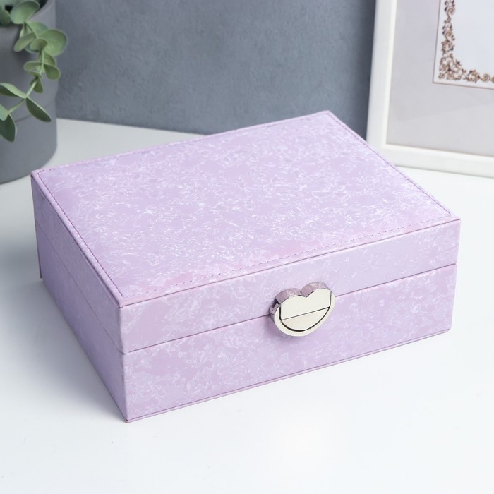 Шкатулка кожзам под часы 2 отделения и бижутерию  Шкатулка кожзам под часы 2 отделения и бижутерию "Под бархат" сиреневая 8х15,5х20,5 см