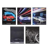 Набор тетрадей, 48 листов в клетку, Calligrata &laquo;Авто&raquo;, серые листы, 5 штук