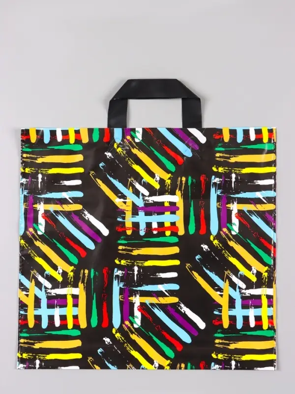 Пакет &laquo;Цветные линии&raquo;, полиэтиленовый с петлевой ручкой, 38&times;34 + 3 см, 70 мкм