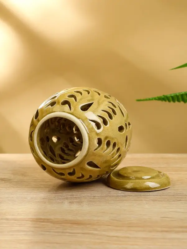 Аромалампа с крышкой «Вазочка», 9×9×12 см, керамика, чёрно-коричневая