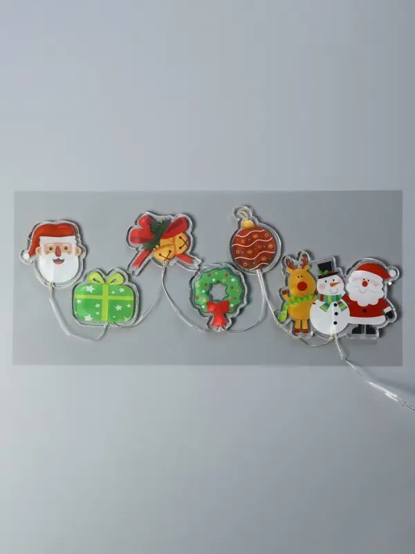 Светодиодная наклейка на окна  Светодиодная наклейка на окна "Праздничные элементы" 0.5 м, 6 LED, CR2032x2, Т/БЕЛЫЙ