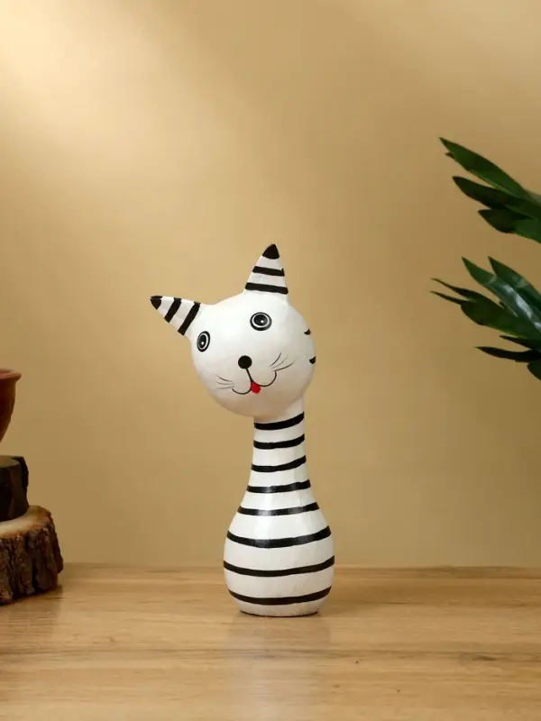 Набор сувенирный Набор сувенирный "Полосатые коты" дерево H 27, 22. 17 см, цв. бело-чёрный