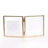 Рамка на 2 фото &laquo;Квадрат&raquo;, 15&times;15 см, металлическая, золото