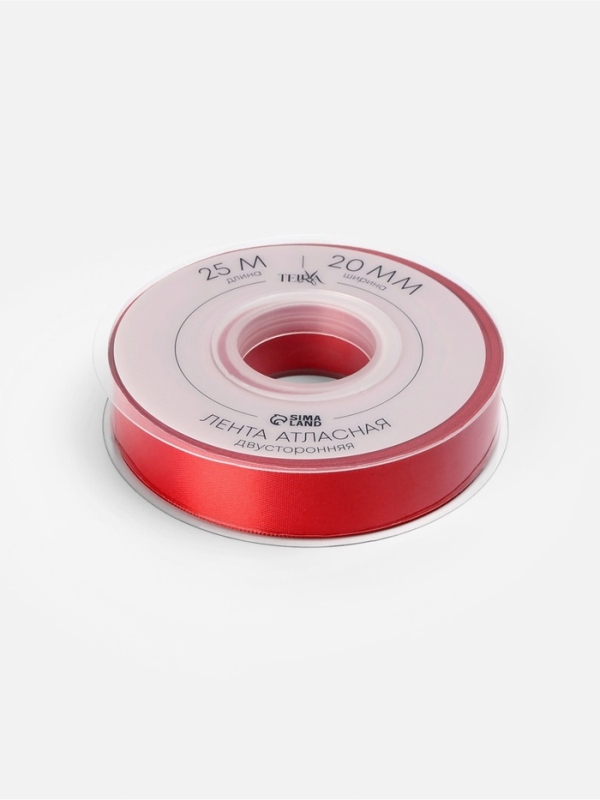 Лента атласная двухсторонняя №0250 20мм*25±1м алый TR