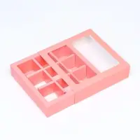 Коробка для 9 конфет, розовый, 14.5&times;14.5&times;3.5 см