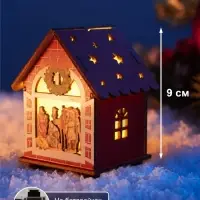 Ёлочная игрушка &laquo;Рождественский мотив&raquo; 9&times;6.5 см, подвеска, от батареек AG10&times;3, свечение тёплое белое