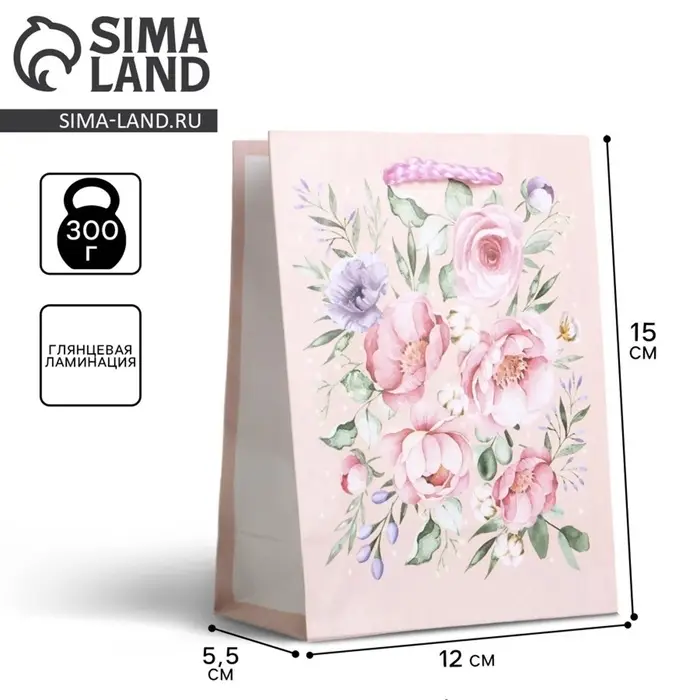 Пакет подарочный ламинированный, упаковка, Present for you, S 12&times;15&times;5.5 см