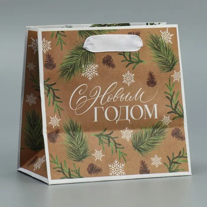 Пакет подарочный новогодний крафтовый квадратный «Сказка», 14 х 14 х 9 см Пакет подарочный новогодний крафтовый квадратный «Сказка», 14 х 14 х 9 см