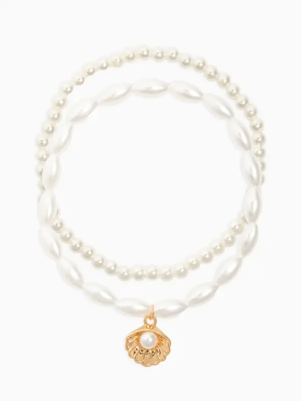 Браслеты на ногу &laquo;Жемчуг. Ракушка&raquo;, набор 2 шт. d=6.5 см, белый