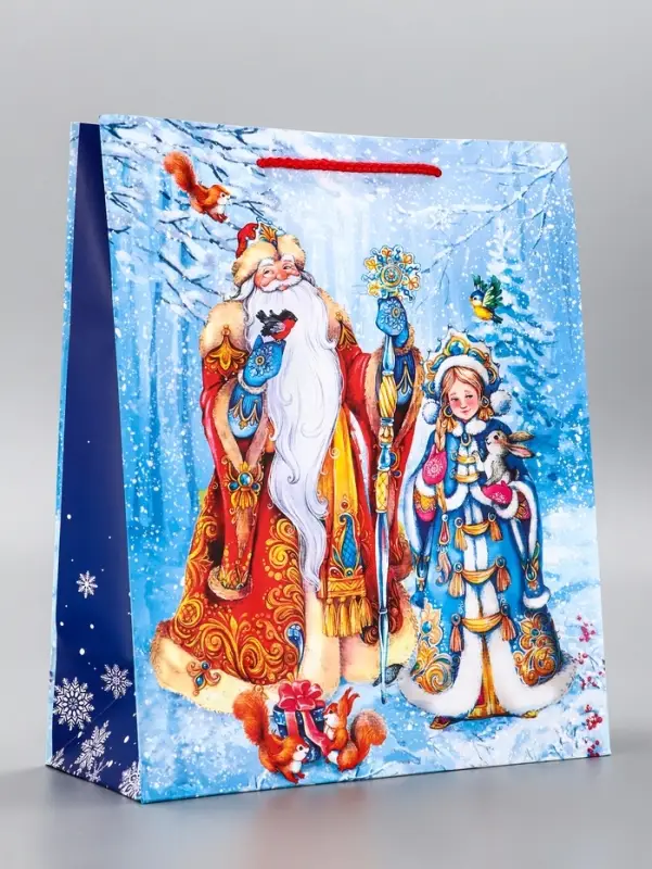 Пакет подарочный новогодний ламинированный, «Дед Мороз и снегурочка» , 26×12×32 см Пакет подарочный новогодний ламинированный, «Дед Мороз и снегурочка» , 26×12×32 см
