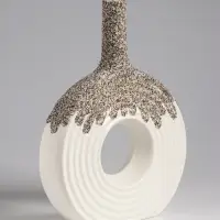 Ваза настольная керамика "Паскуаль" 26,5х20 см, бело-серый