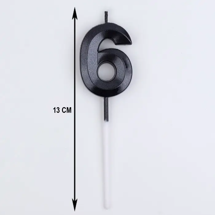 Свеча в торт на шпажке «Цифра 6», черная, 5 см Свеча в торт на шпажке «Цифра 6», черная, 5 см