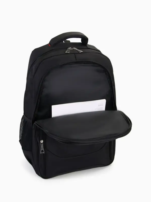 Рюкзак молодёжный, с светоотражающими элементами, 2 отдела, 4 кармана, 37&times;17&times;54 см, чёрный