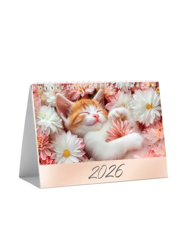 Календарь 2026 настольный, домик «Котенок в цветах» 14×20 см Календарь 2026 настольный, домик «Котенок в цветах» 14×20 см