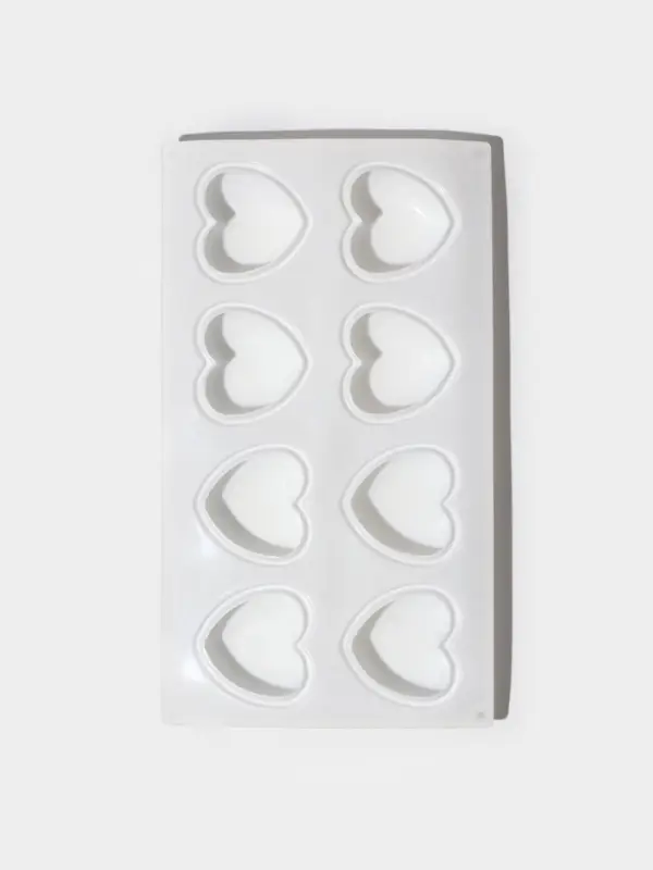 Форма для муссовых десертов и выпечки KONFINETTA &laquo;Сердца&raquo;, 30&times;17.5&times;3 см, 8 ячеек (6.2&times;6 см), силикон, белая