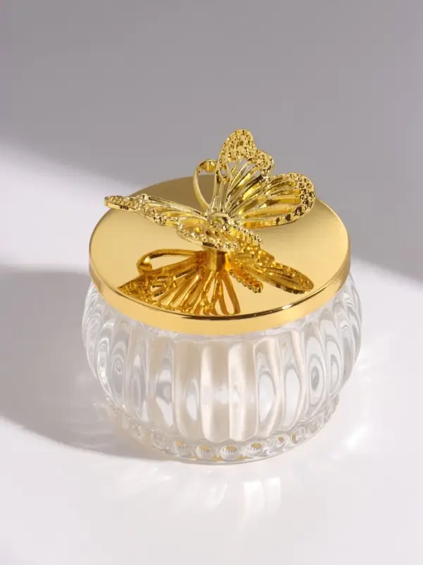 Шкатулка стеклянная &laquo;Золотая бабочка&raquo;, 7.5&times;7.5&times;6.7 см