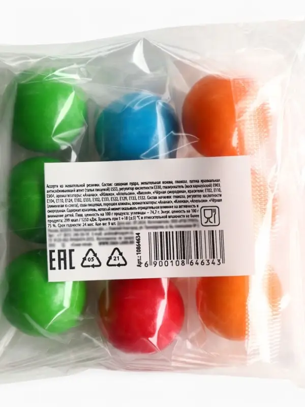 Жевательная резинка, фруктовое ассорти, 9 шт. &times; 3 г