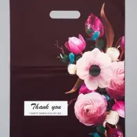 Пакет полиэтиленовый с вырубной ручкой "Букет" 30 х 40 см 60 мкм