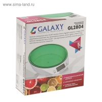 Весы кухонные Galaxy GL 2804, электронные, до 5 кг, LCD-дисплей, бело-зелёные