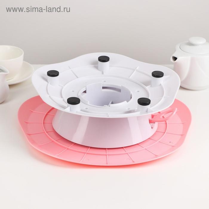 Подставка для торта вращающаяся, d=32 см, с разлиновкой и стоппером, цвет МИКС Подставка для торта вращающаяся, d=32 см, с разлиновкой и стоппером, цвет МИКС