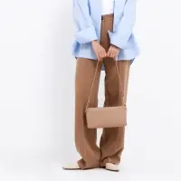 Сумка женская кросс-боди на молнии, 25.5&times;6.5&times;12.5 см, бежевая